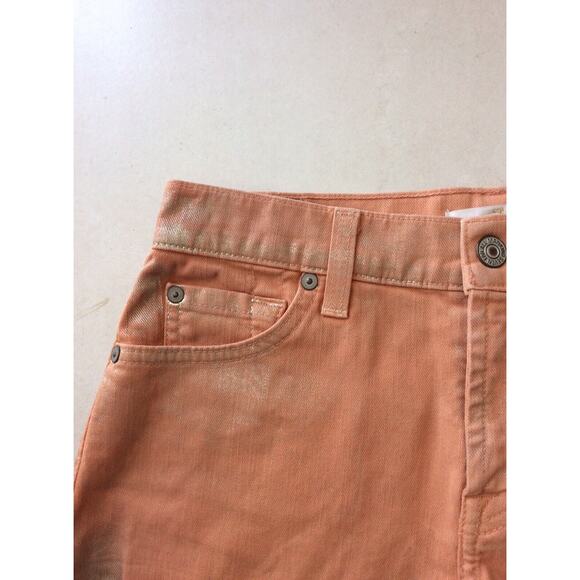 7 For All Mankind Denim Jean Shorts Carlie Metallic Mid Rise Cut Off - Picture 3 of 9